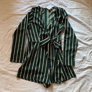 Green striped romper